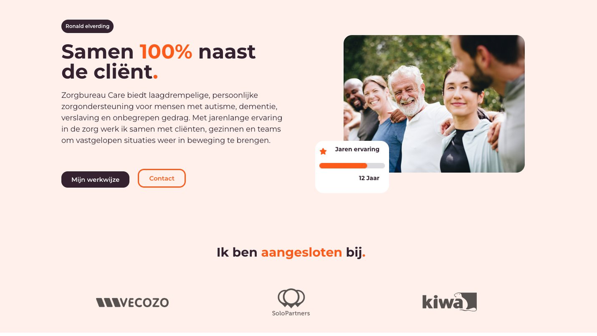 Door Fosyn ontworpen website van Zorgbureau Care voor specialistische pedagogische zorg